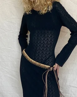 Motel Rocks Long Sleeve Dresses-Jadie Open Back Maxi Dress in Black