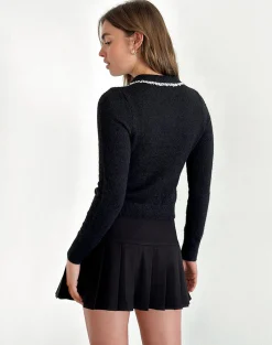 Motel Rocks Tailoring-Jaiko Cardigan in Knit Black