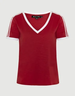 Motel Rocks Basic Tops | Tees-Janan Top in Adrenaline Red with White Binding AdrenalineRedwithWhiteBinding