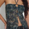 Motel Rocks Halterneck Tops-Janar Halterneck Top in Tonal Paisley Blue TonalPaisleyBlue