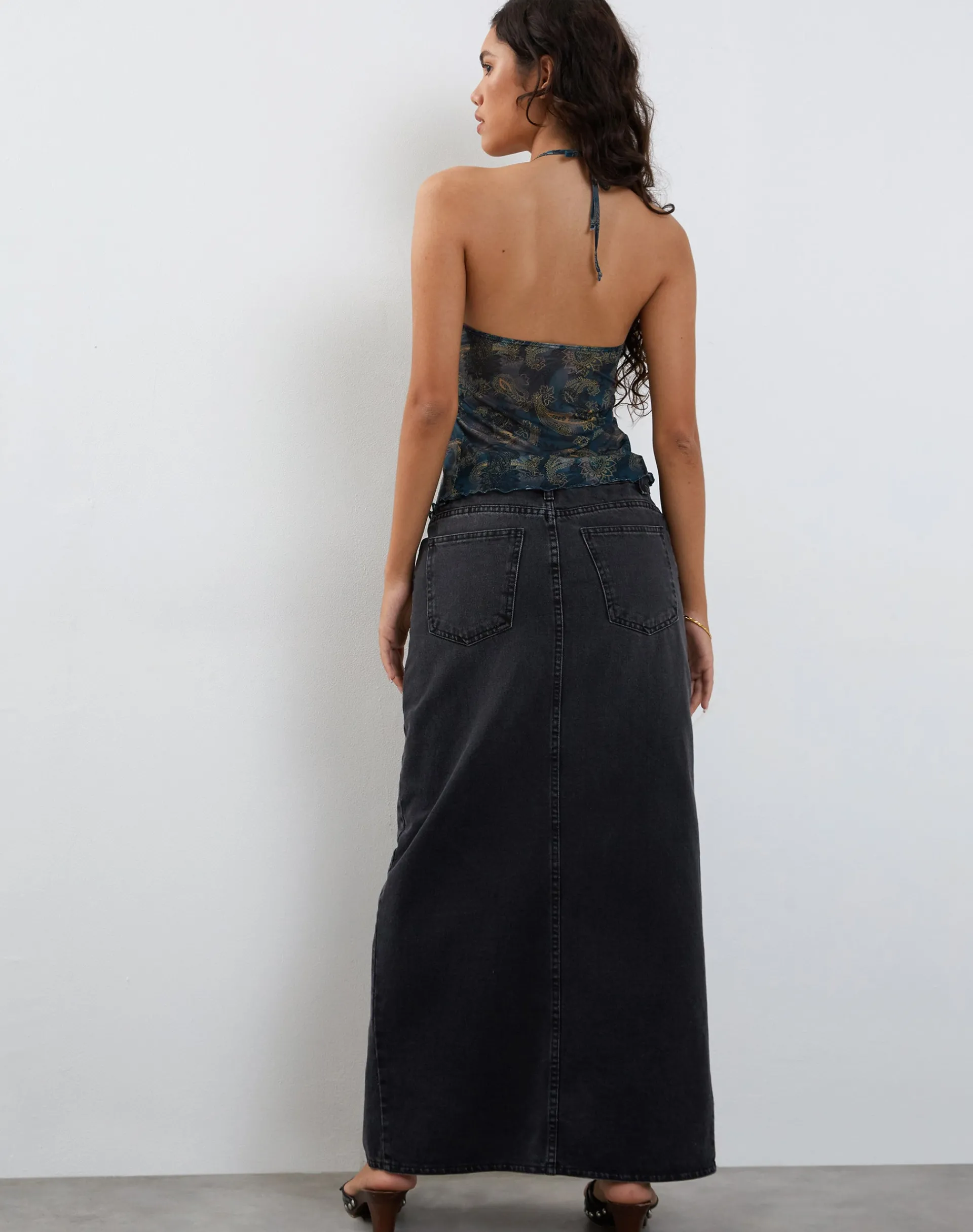 Motel Rocks Halterneck Tops-Janar Halterneck Top in Tonal Paisley Blue TonalPaisleyBlue
