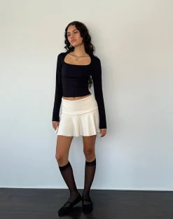 Motel Rocks Basic Tops | Long Sleeve Tops-Jansu Lycra Long Sleeve Top in Black