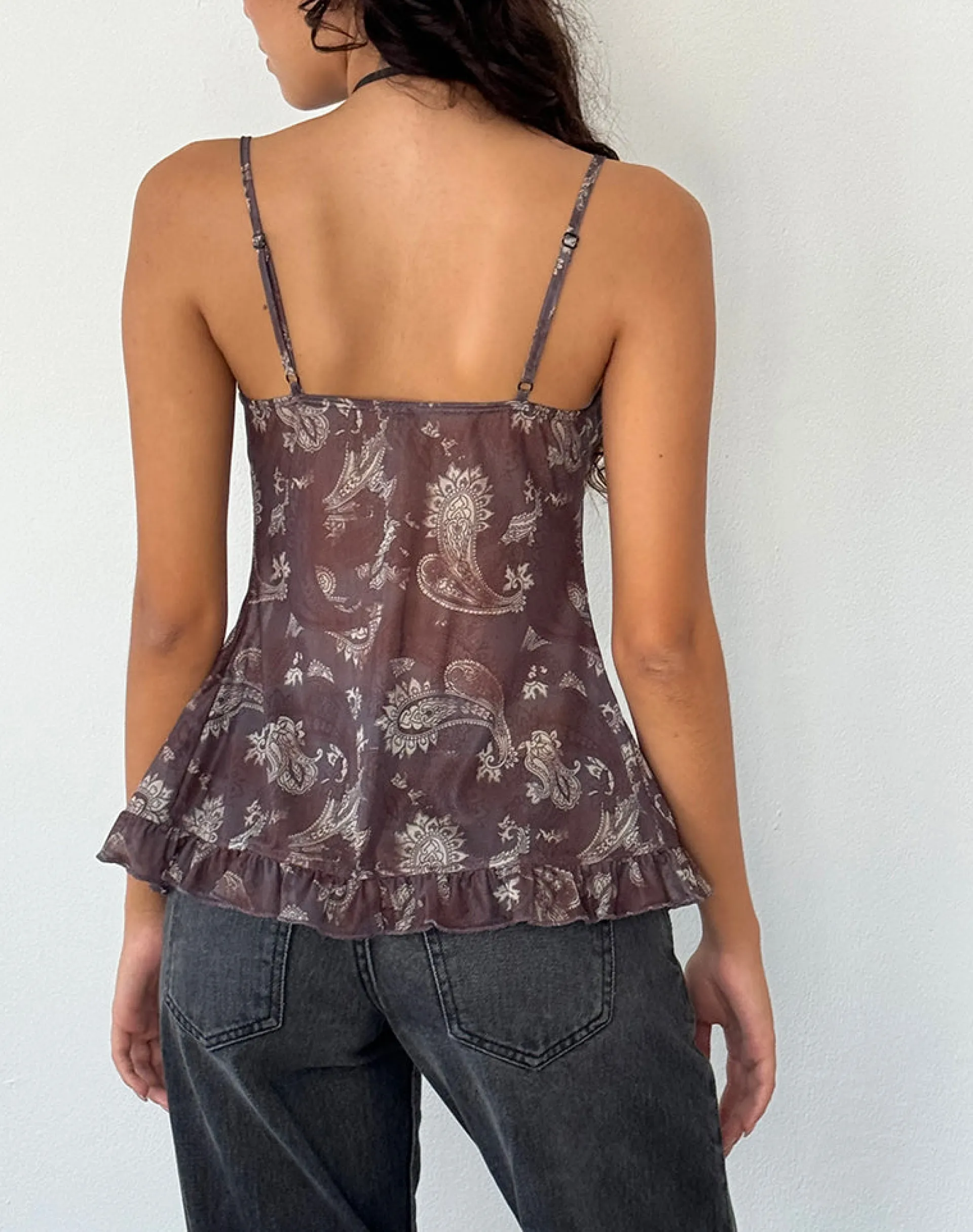 Motel Rocks Printed Tops-Jaraga Butterfly Top in Tonal Black Paisley tonalblackpaisley