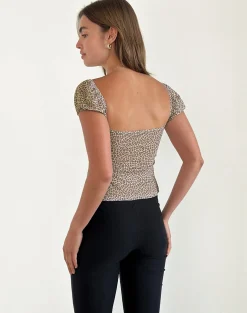 Motel Rocks Shirts And Blouses | Printed Tops-Jarji Blouse in Dainty Leopard Light Brown