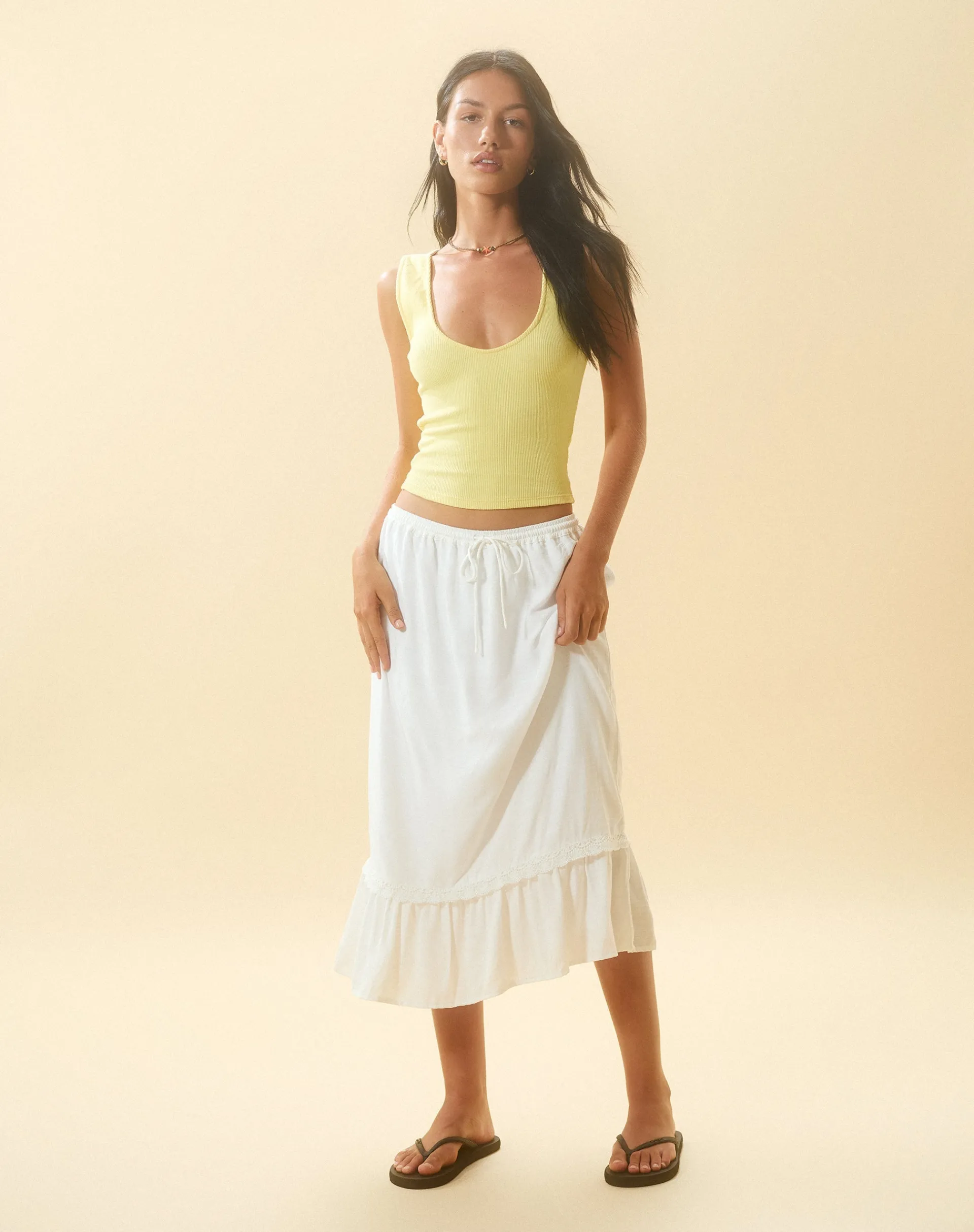 Motel Rocks Basic Tops | Vest Tops-Jastio Vest Top in Lemonade Ribbed Jersey