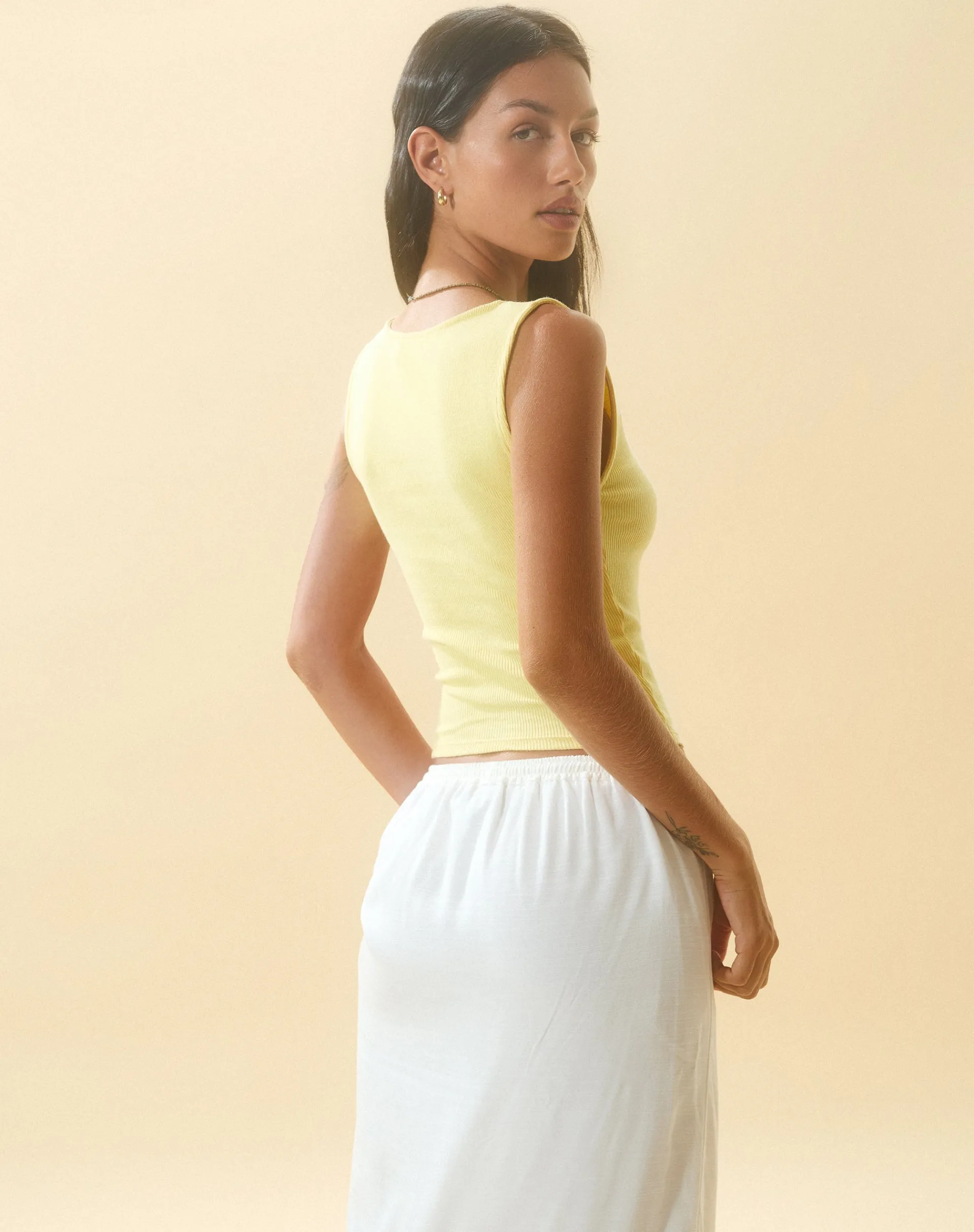 Motel Rocks Basic Tops | Vest Tops-Jastio Vest Top in Lemonade Ribbed Jersey