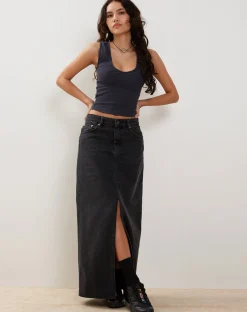 Motel Rocks Basics | Basic Tops-Jastio Vest Top in Ocean Storm Ribbed Jersey oceanstorm