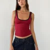 Motel Rocks Basic Tops | Vest Tops-Jastiya Top in Adrenaline Red with Black Binding AdrenalineRedwithBlackBinding