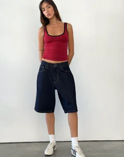 Motel Rocks Basic Tops | Vest Tops-Jastiya Top in Adrenaline Red with Black Binding AdrenalineRedwithBlackBinding