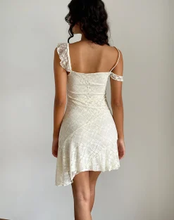 Motel Rocks Day Dresses | Party Dresses-Jati Mini Dress in Off White Canina Rose Lace offwhitecaninaroselace