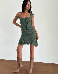 Motel Rocks Printed Skirts | Mini Dresses-Jati Mini Dress in Sage Canina Rose Lace