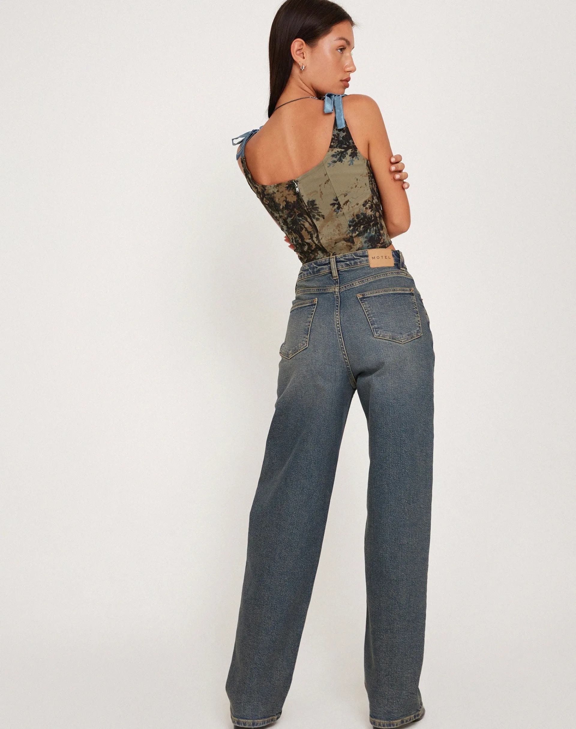 Motel Rocks Corset Tops-Jatmi Corset Top in Brown Forest Tapestry brownforesttapestry