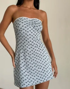 Motel Rocks Printed Dresses | Day Dresses-Javaya Bandeau Mini Dress in Floral Stripe