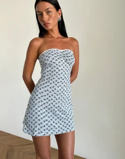 Motel Rocks Printed Dresses | Day Dresses-Javaya Bandeau Mini Dress in Floral Stripe