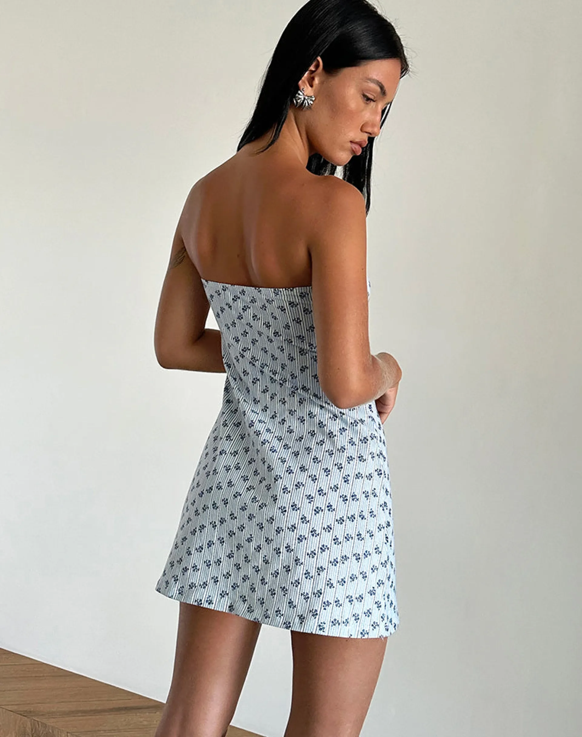 Motel Rocks Printed Dresses | Day Dresses-Javaya Bandeau Mini Dress in Floral Stripe