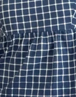 Motel Rocks Strappy Tops | Going Out Tops-Jeju Top in Navy Tartan Poplin