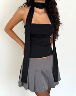 Motel Rocks Bandeau Tops | Going Out Tops-Jeldia Bandeau Top and Scarf Set in Black Shimmer BlackShimmer