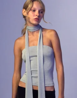 Motel Rocks Bandeau Tops-Jeldia Bandeau Top and Scarf Set in silver
