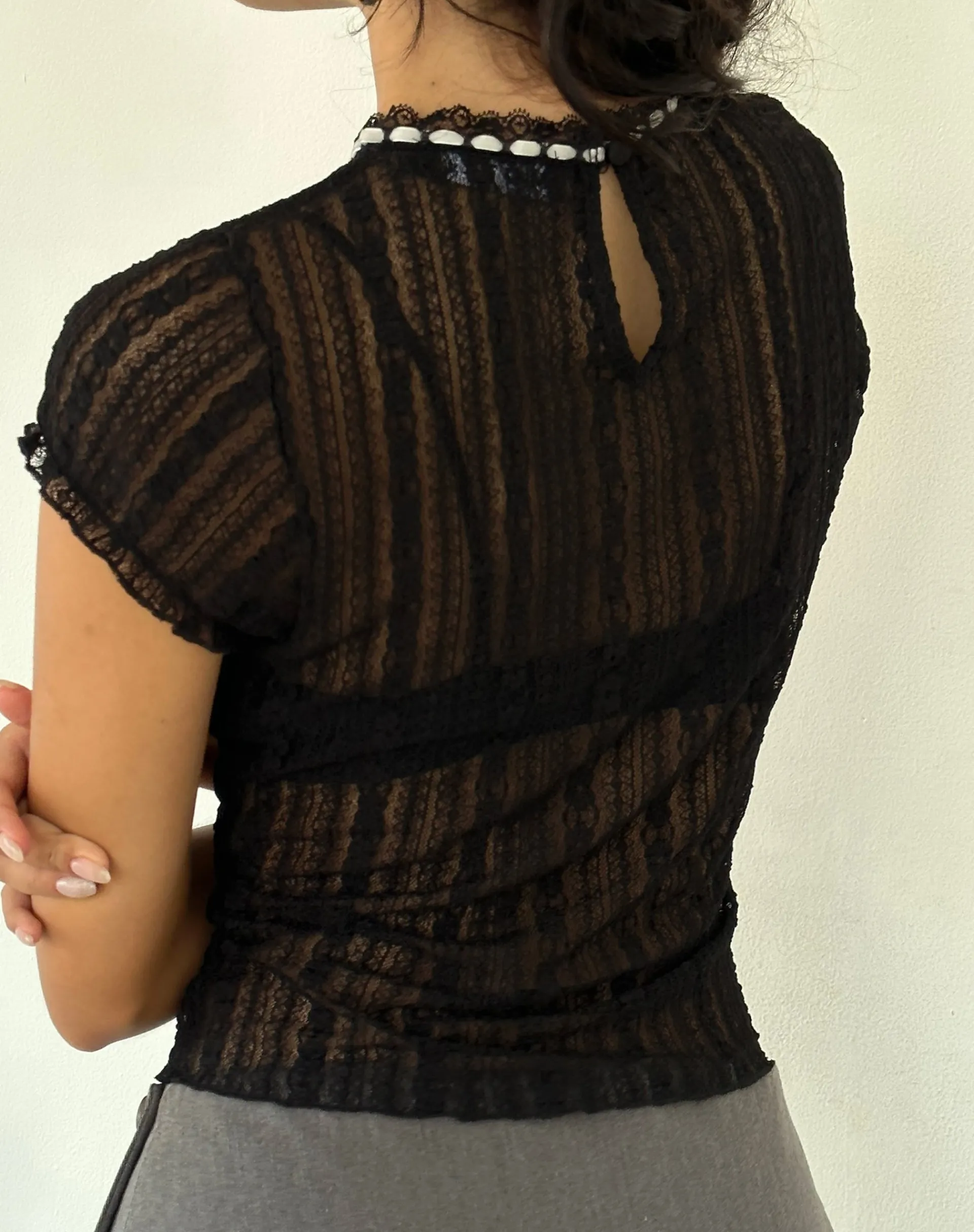 Motel Rocks Lace Tops-Jennifer Unlined Top in Lace Black LaceBlack