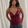 Motel Rocks Strappy Tops | Going Out Tops-Jepuni Cami Top in Burgundy