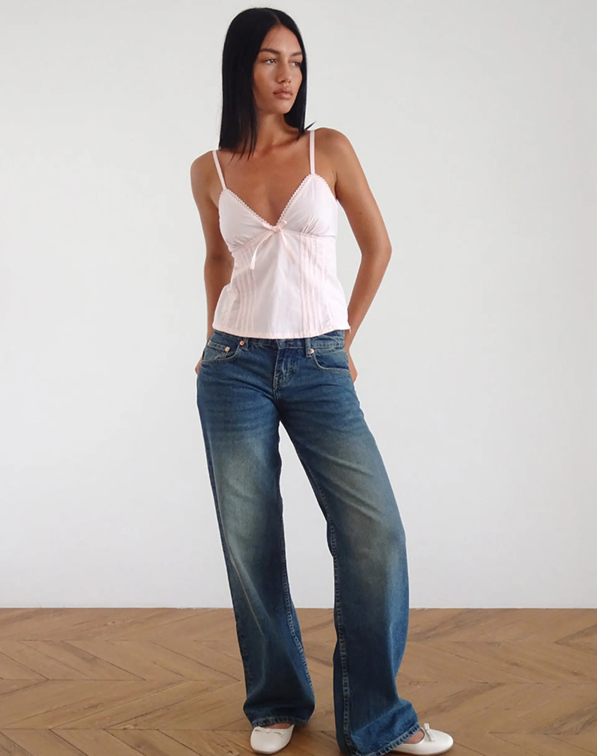 Motel Rocks Basic Tops | Strappy Tops-Jepuni Cami Top in Light Pink Poplin lightpinkpoplin