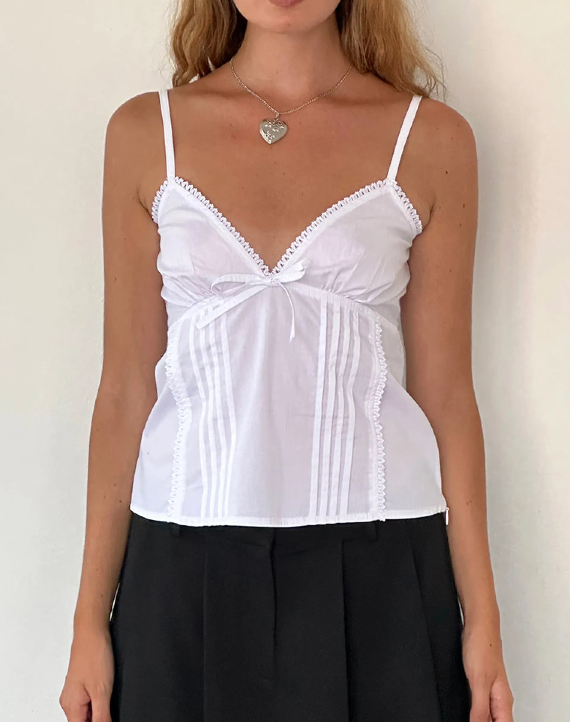 Motel Rocks Strappy Tops-Jepuni Cami Top in White Poplin whitepoplin
