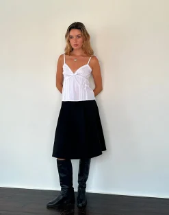 Motel Rocks Strappy Tops-Jepuni Cami Top in White Poplin whitepoplin