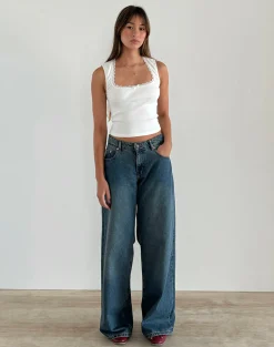 Motel Rocks Basic Tops-Jinila Top in Off White with Bow and Lace Trim OffWhitewithBowandlaceTrim