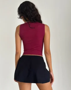 Motel Rocks Vest Tops | Basic Tops-Jinisa Corset Top in Burgundy
