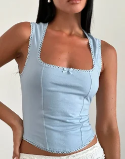 Motel Rocks Basic Tops | Corset Tops-Jinisa Corset Top in Nantucket Blue nantucketblue