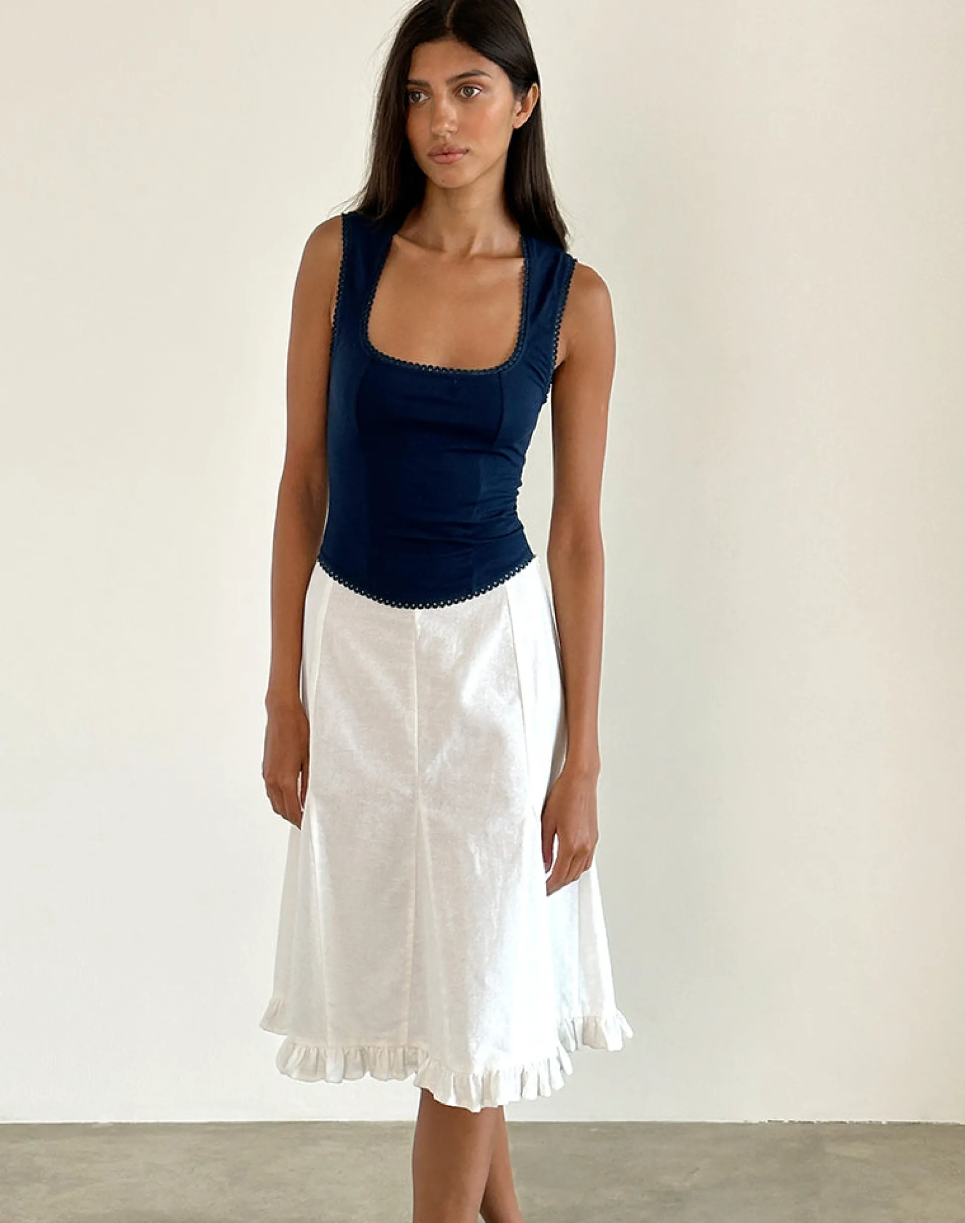 Motel Rocks Basic Tops | Corset Tops-Jinisa Corset Top in navy