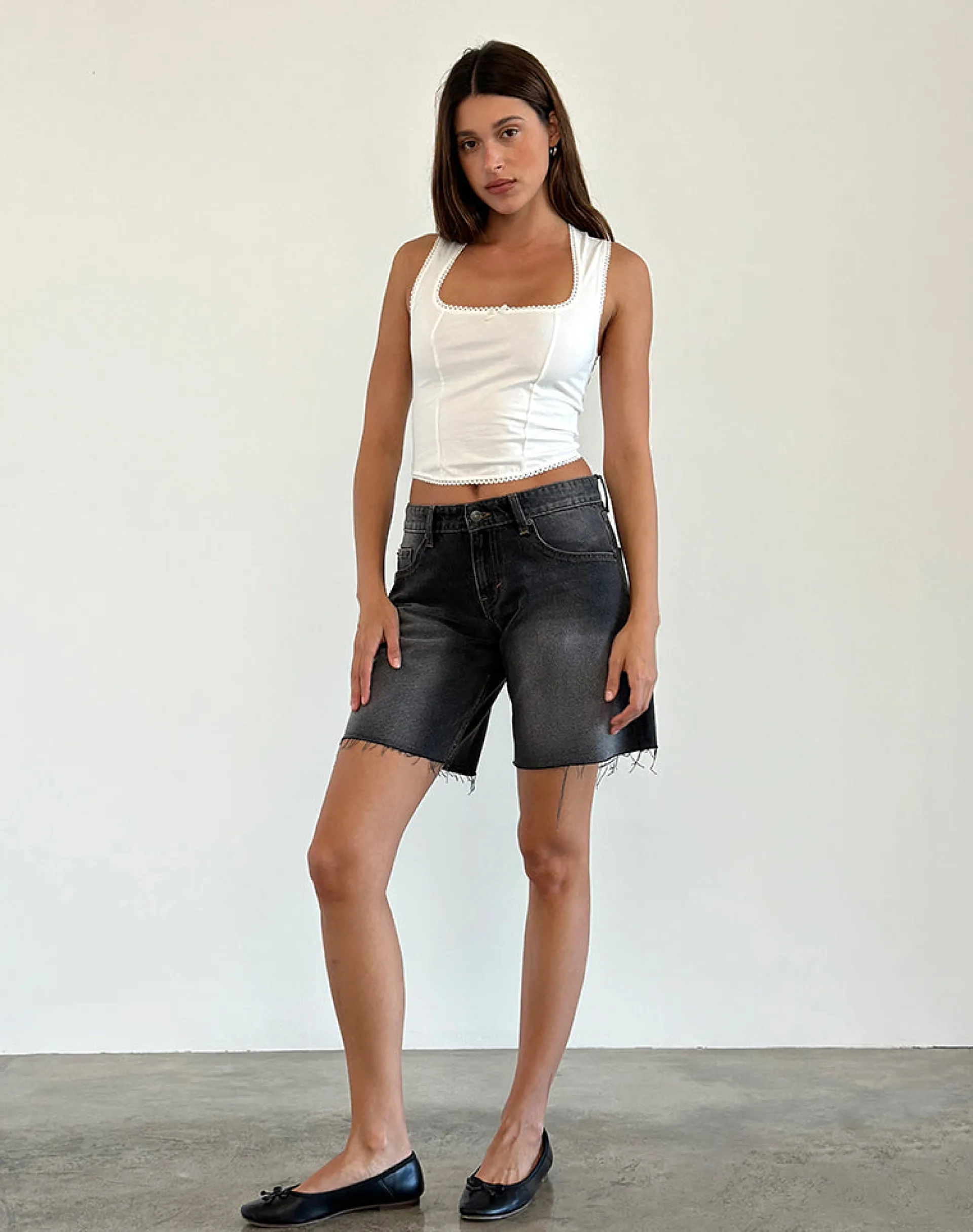 Motel Rocks Basics | Basic Tops-Jinisa Corset Top in Off White OffWhite