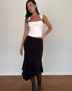Motel Rocks Basics | Basic Tops-Jiniso Crop Top in Off White with Black Bows OffWhitewithBlackBows