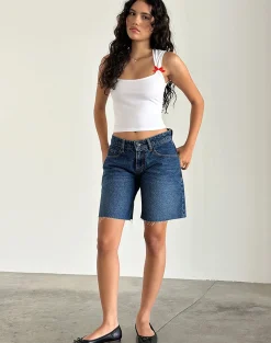 Motel Rocks Basic Tops | Crop Tops-Jiniso Top in White with Red Bows WhitewithRedBows