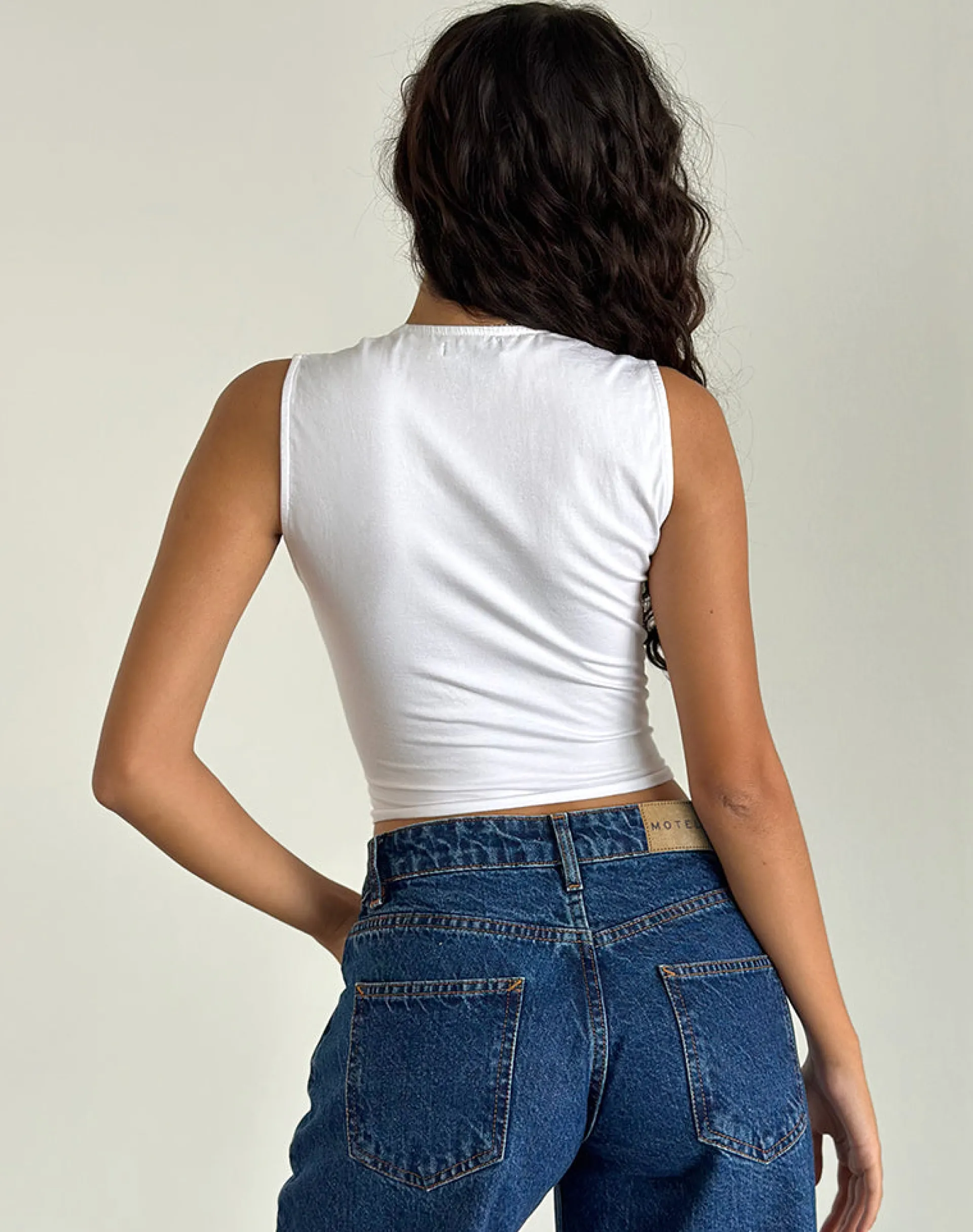 Motel Rocks Basic Tops | Crop Tops-Jiniso Top in White with Red Bows WhitewithRedBows