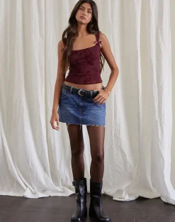Motel Rocks Vest Tops | Going Out Tops-Jiniso Vest Top in Botanical Flower Flock Maroon BotanicalFlowerFlockMaroon