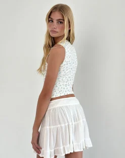 Motel Rocks Printed Tops-Jinpy Top in Pretty Petal Cream