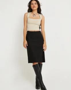 Motel Rocks Basics | Crop Tops-Jinsu Crop Top in Lycra Coconut Milk LycraCoconutMilk