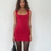 Motel Rocks Basics | Bodycon Dresses-Jinsuen Bodycon Mini Dress in Adrenaline Red AdrenalineRed