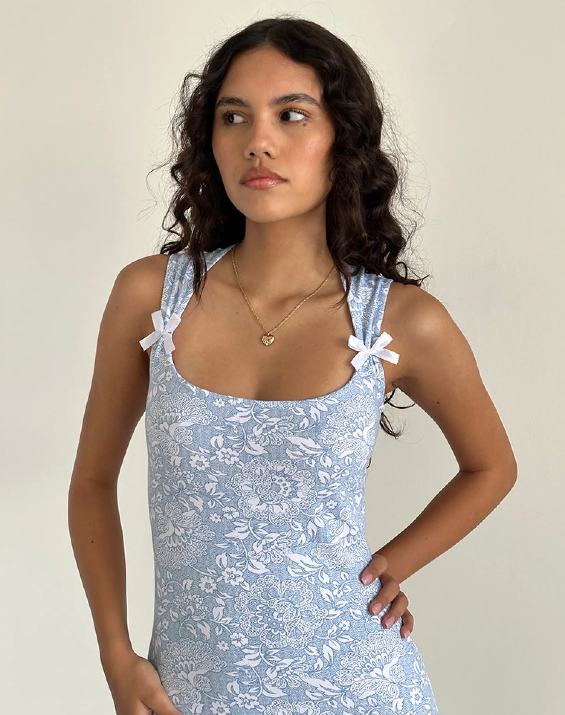 Motel Rocks Printed Dresses | Bodycon Dresses-Jinsuni Mini Dress in White Ornate Print Lycra WhiteOrnatePrintLycra
