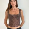 Motel Rocks Printed Tops | Strappy Tops-Jiraya Top in Mesh Printed Rar Leopard