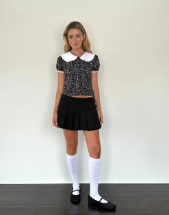 Motel Rocks Shirts And Blouses | Printed Tops-Jisoya Blouse in Black Ditsy Romance