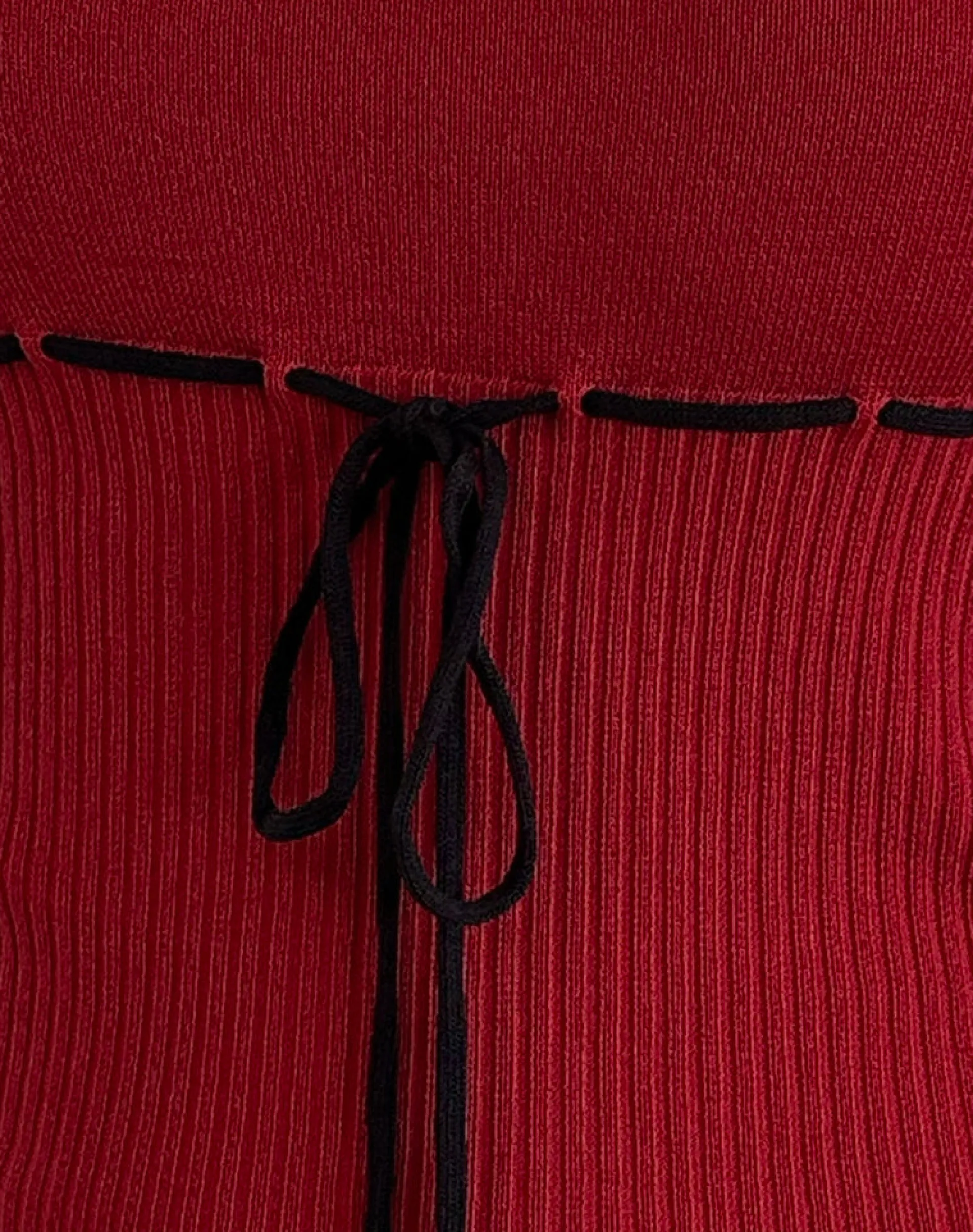 Motel Rocks Strappy Tops | Going Out Tops-Joanie Rib Cami Top in Red with Black Tie RedwithBlackTie