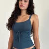 Motel Rocks Loungewear | Co-Ords-Joanie Rib Knit Top in Ocean Storm OceanStorm