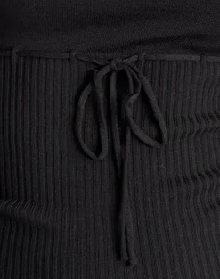 Motel Rocks Strappy Tops | Going Out Tops-Joanie Ribbed Knitted Cami Top in Black