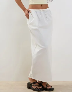 Motel Rocks A Line Skirts | Maxi Skirts-Joelene Maxi Skirt in White OffWhite