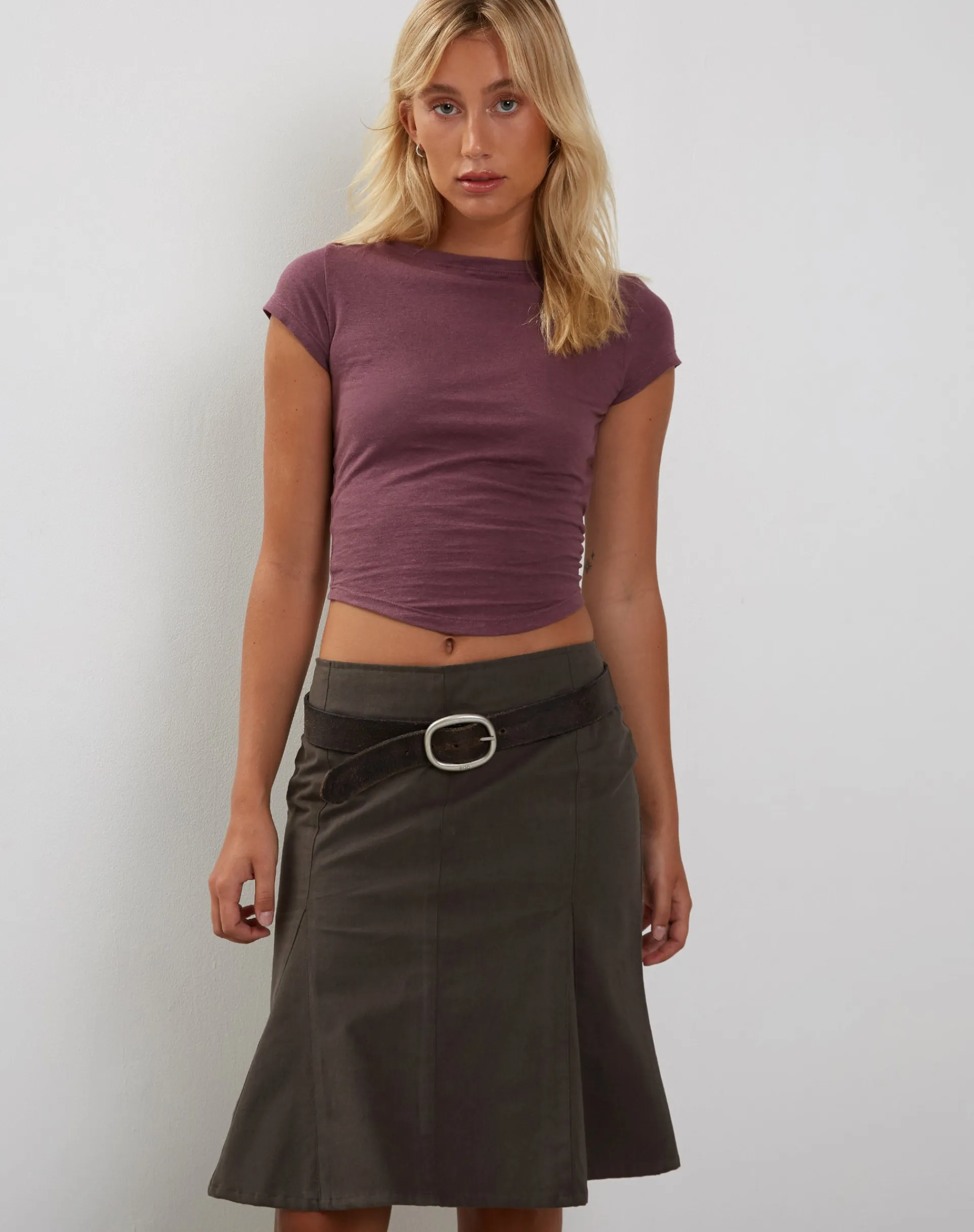 Motel Rocks Basics | Tees-Jojes Dipped Hem Tee in Cotton Hemp Mauve CottonHempMauve