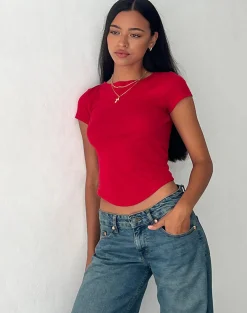 Motel Rocks Basic Tops | Tees-Jojes Jersey Tee in Tango Red TangoRed