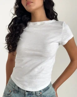 Motel Rocks Basics | Basic Tops-Jojes Jersey Tee Top in White