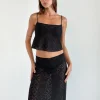 Motel Rocks Co-Ords | Strappy Tops-Jolan Cami Top in Black Clover Lace